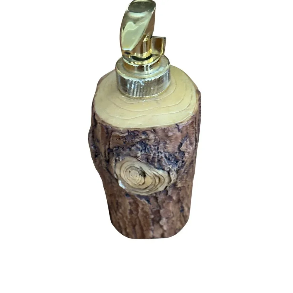 Rustic TreeBark BathroomSet - Soap Dispenser Toothbrush Holder Tumbler TissueBox